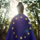 Girl and EU flag